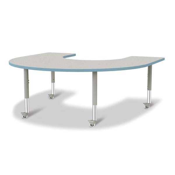 Berries Horseshoe Activity Table, 66 in. x 60 in., Mobile, Freckled Gray/Coastal Blue/Gray